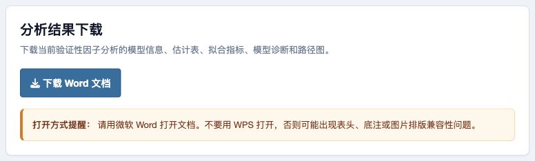 验证性因子分析：Word 报告下载页