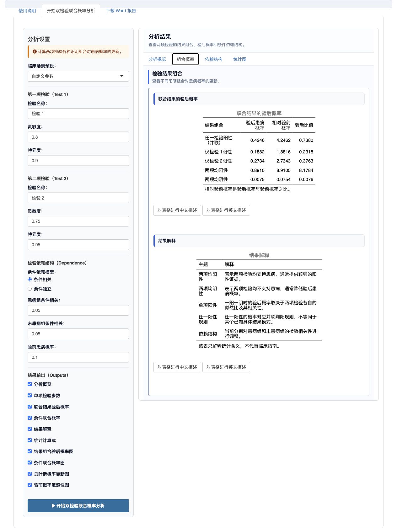 双检验联合概率分析：结果组合验后概率与解释