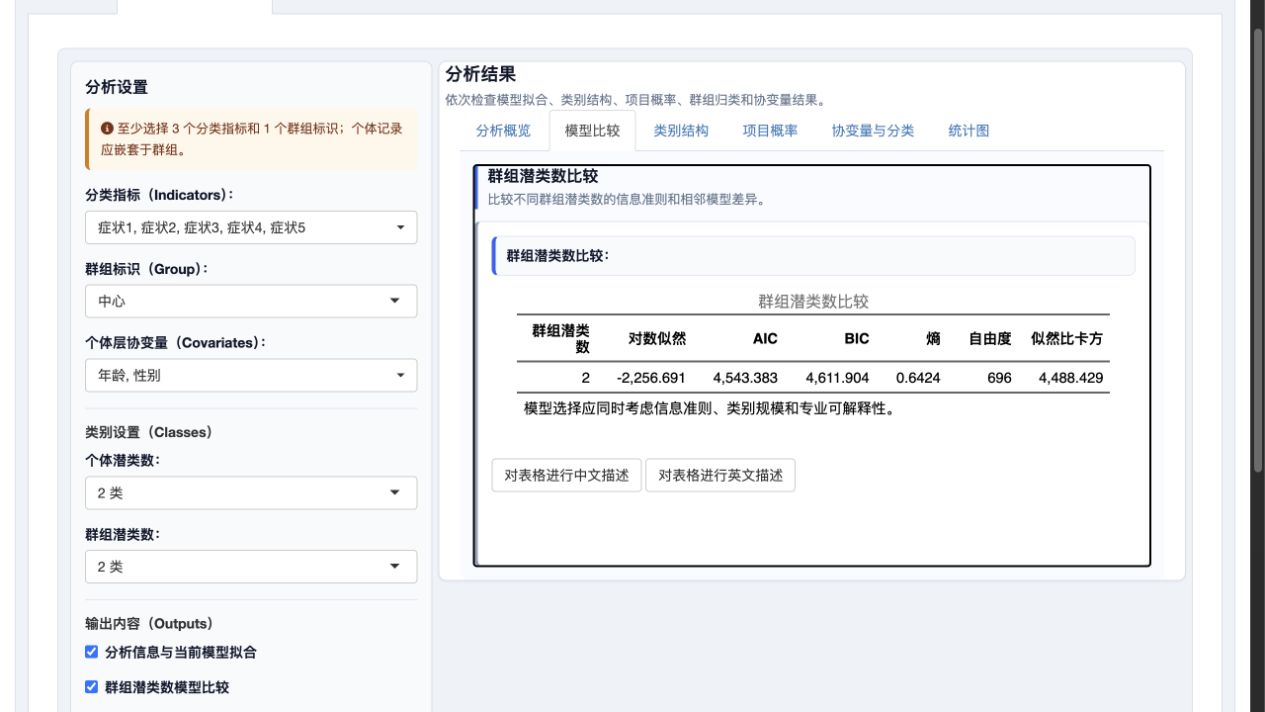 多水平潜类分析：群组潜类数模型比较