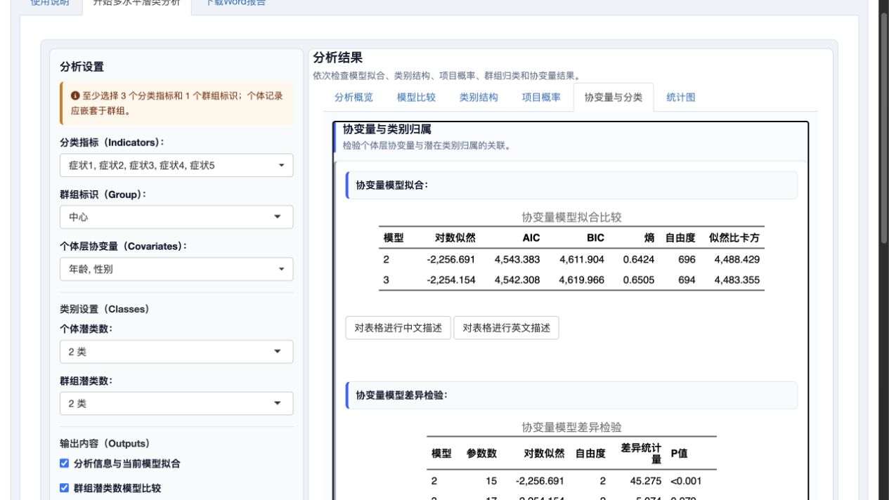 多水平潜类分析：协变量模型比较与类别归属系数