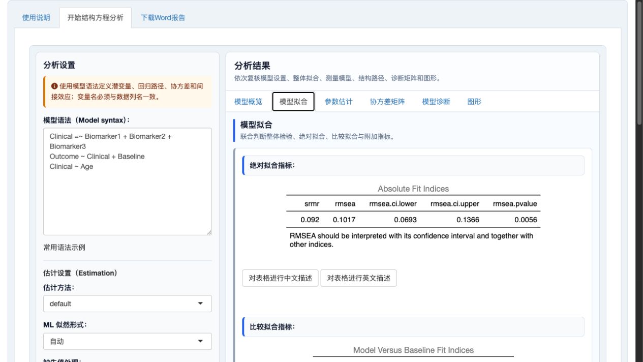 结构方程模型：模型拟合
